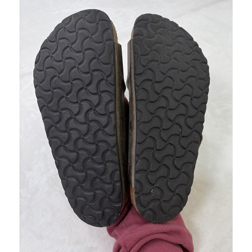 Birkenstock Arizona Two Strap Greige Distressed Leather Sandals Size 39 FreeShip - Picture 10 of 14